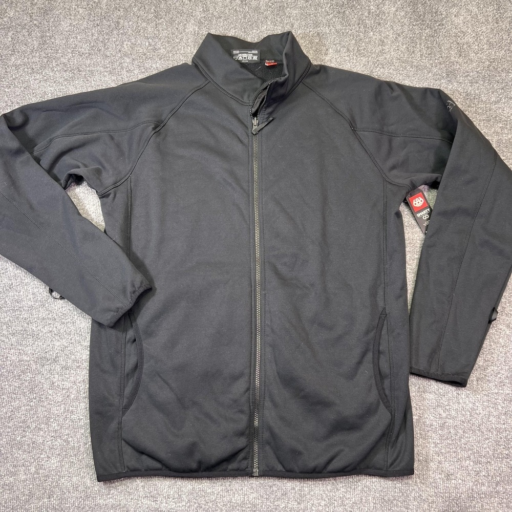 686 Jacket Mens Large Black SMARTY Technology Softshell Fleece Full Zip Liner